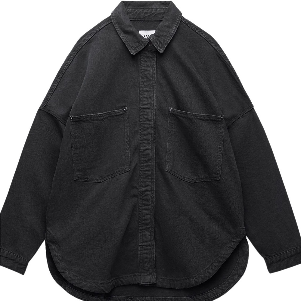 Zara Oversized Button-Up Shirt Jacket